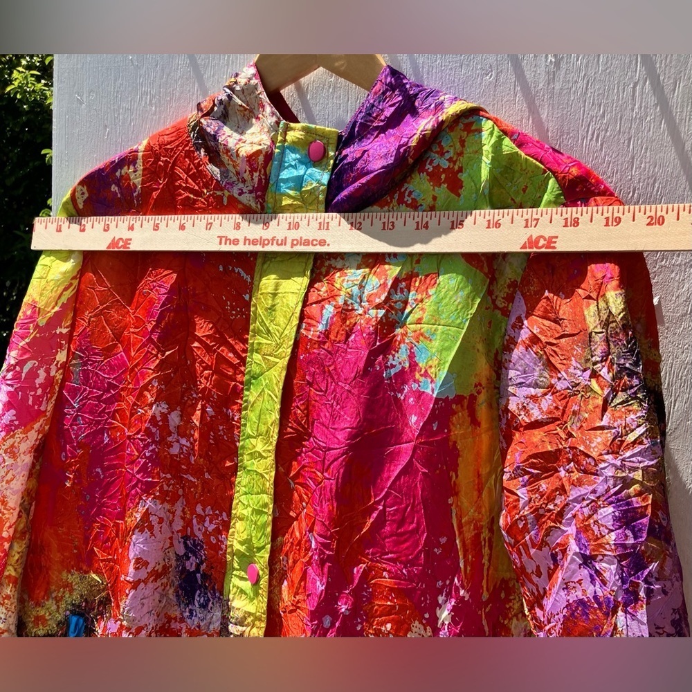 NWT UBU Clothing Co. Ibiza Abstract Hooded Crinkle Raincoat Jacket Size M - Picture 3 of 15